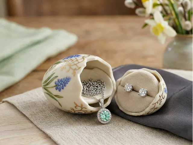 easter egg containing diamond jewellery gifts